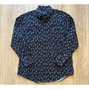 Vintage Towncraft JCPenney M 80s 90s Zack Morris Graphic Long Sleeve Button-Up *